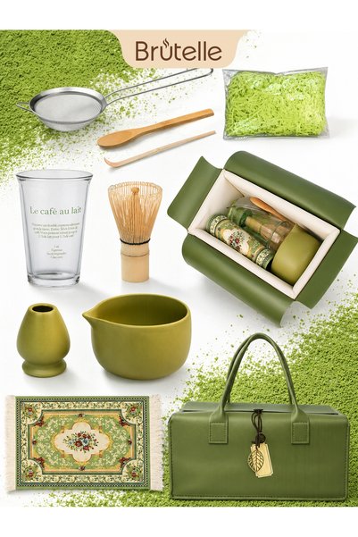 Brutelle 10-piece Matcha Tea Set with Bamboo Whisk Bowl Scoop & Sifter Japane...
