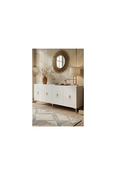 Vivense SALKIM KONSOL VE TV SEHPASI, BEYAZ GOLD, 180 CM, KA1812BG