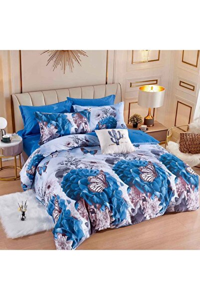 JOJO HOME Lenjerie de pat cu 2 fete, tesatura tip finet, pat 2 persoane, 6 pi...