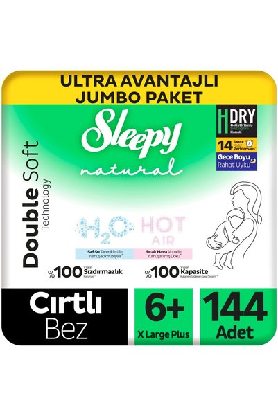 Sleepy Natural Double Soft Ultra Avantajlı Jumbo Paket Bebek Bezi 6+ Numara X...
