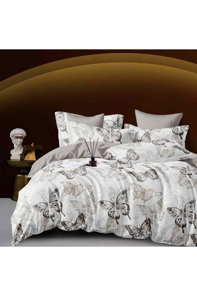 JOJO HOME Lenjerie de pat cu 2 fete, tesatura tip finet, pat 2 persoane, 6 pi...