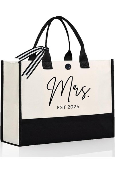 Afterprints Mrs Canvas Tote Bag for, Bride Gifts for Bridal Shower, Wedding G...