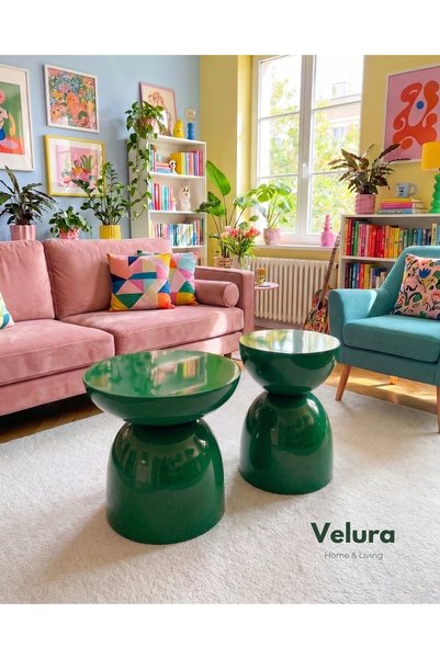 Velura Home & Living Leonardo Yan Sehpa & Yan Sehpa Seti - Yeşil