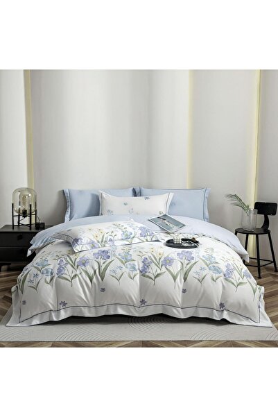 JOJO HOME Lenjerie de pat lux cu elastic si broderie, tesatura tip finet gros...