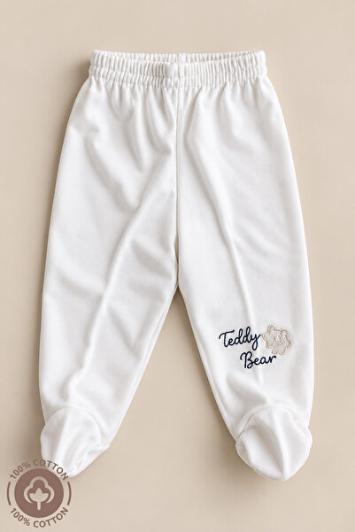 Miniel Unisex Baby 100% Cotton Teddy Bear Embroidered 0-6 Months Baby Pants w...