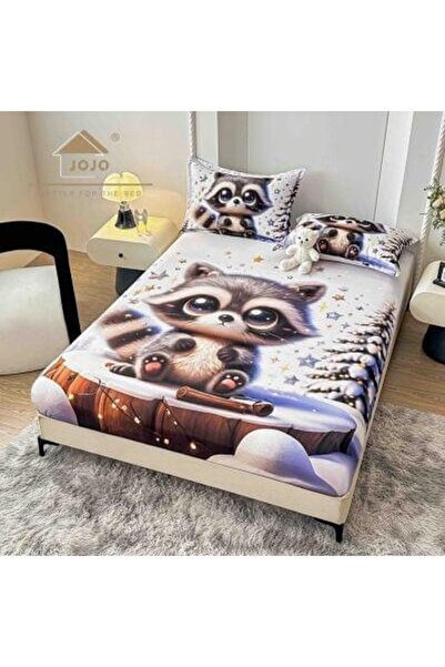 JOJO HOME Husa de pat Finet 5D alba cu raton + 2 fete de perna |
