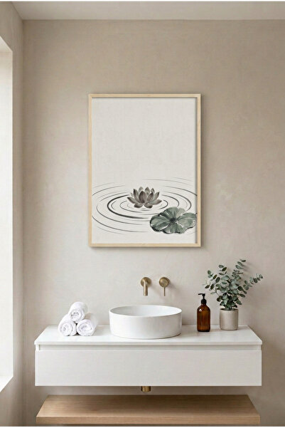 huhuli Πίνακας από MDF με ξύλινο πλαίσιο Nilüfer και Water Rings - Διακόσμηση...