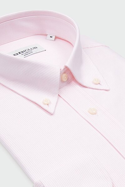 Abbate Bb Club Mike Oxford 100% Cotton Regular Fit Pink Button-Down Collar Me...
