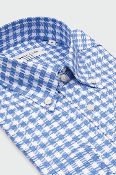 Abbate Bb Club Mike Woven 100% Cotton Regular Fit Dark Blue Button-Down Colla...