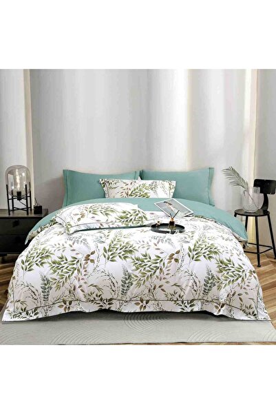JOJO HOME Lenjerie de pat lux cu elastic si broderie, tesatura tip finet gros...