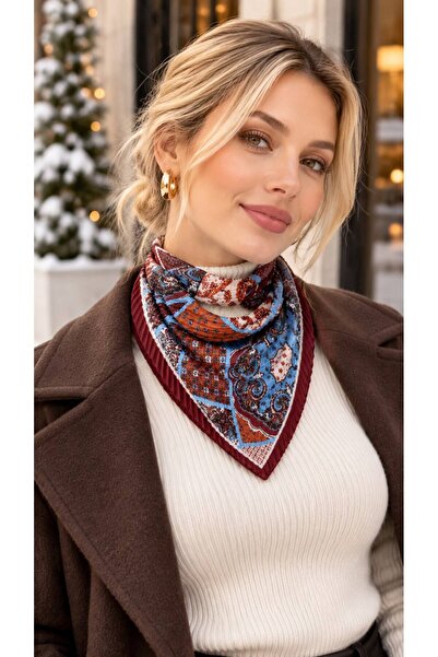 MARBERRY Flr27-19 Tile Pleated Women's Scarf 50X50 cm