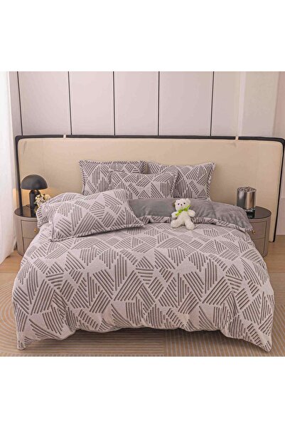 JOJO HOME Set lenjerie cocolino pufoasa, cu elastic, pat 2 persoane, 4 piese,...