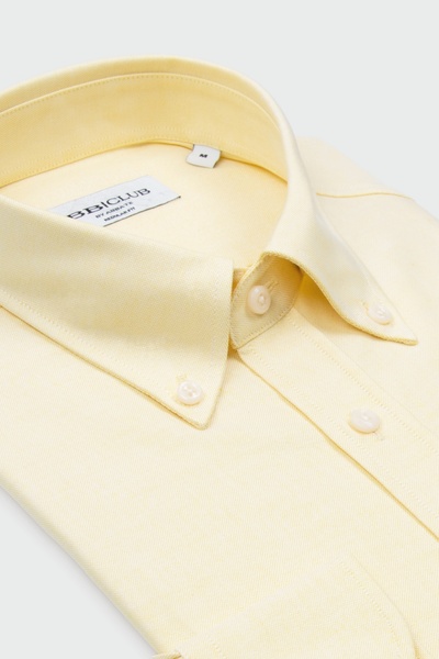 Abbate Bb Club Mike Oxford 100% Cotton Regular Fit Yellow Button-Down Collar ...