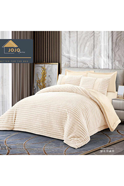 JOJO HOME Lenjerie de pat cu elastic si pilota inclusa, blanita de iepure, pa...