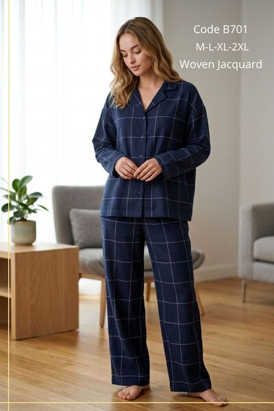 big mama Women's Luxury Jacquard Woven Winter Thick Pajama Set - Comfortable ...