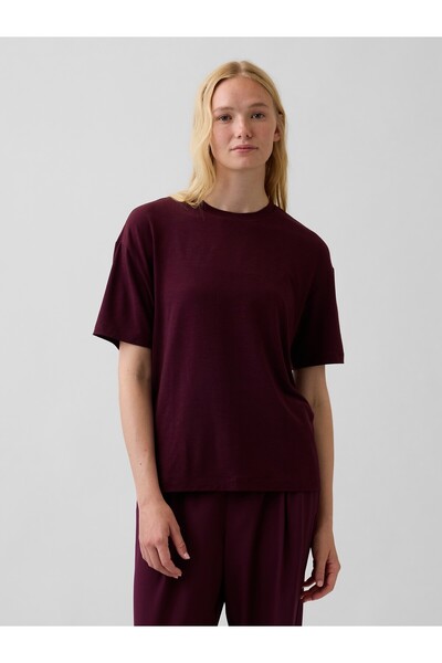 GAP Kadın Bordo GapFit Breathe Relaxed T-Shirt