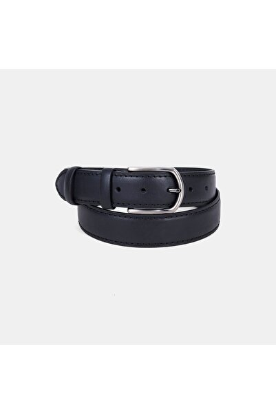 Desa Men's Black Oval Buckle Leather Sports Belt
