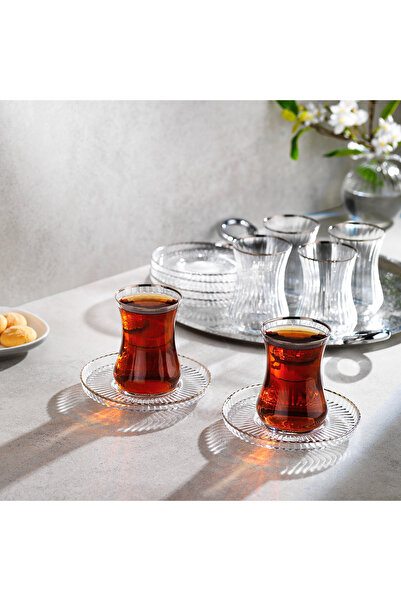 Schafer Optik 6 Kişilik Çay Seti 12 Parça-Platin