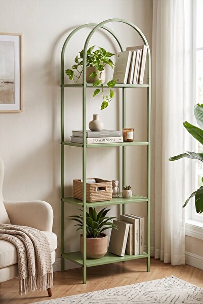 DEKOPRATİK Mona 40cm Kemerli Çok Amaçlı Metal Raf - Mint Yeşili Dekoratif Ban...