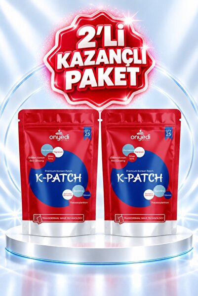 K-Patch 2'li Kazandıran Paket | Ginseng | Glukozamin | Magnezyum ve Gümüş İyonları İçeren Ağrı Bandı, 25 Adet