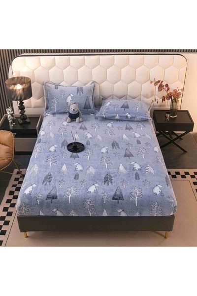JOJO HOME Husa de pat Cocolino cu elastic si 2 fete de perna, pat 2 persoane,...