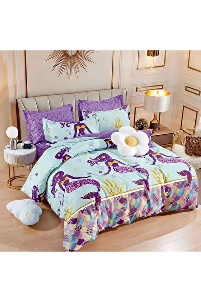 JOJO HOME Lenjerie de pat cu 2 fete, tesatura tip finet, pat 2 persoane, 6 pi...