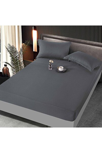 JOJO HOME Husa de pat cu elastic si 2 fete de perna, tesatura tip Damasc, pat...