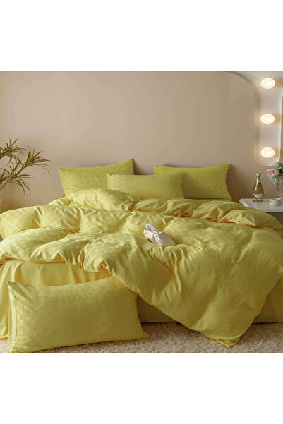 JOJO HOME Lenjerie de pat, tesatura tip jacquard finetat, pat 2 persoane, 6 p...
