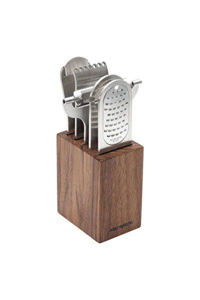 Microplane 5-piece bar utensil set, stainless steel, with wooden block, "Styl...