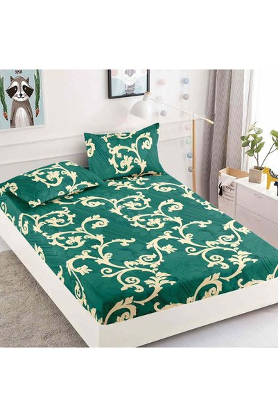 JOJO HOME Husa de pat din finet cu elastic si 2 fete de perna, pat 2 persoane...