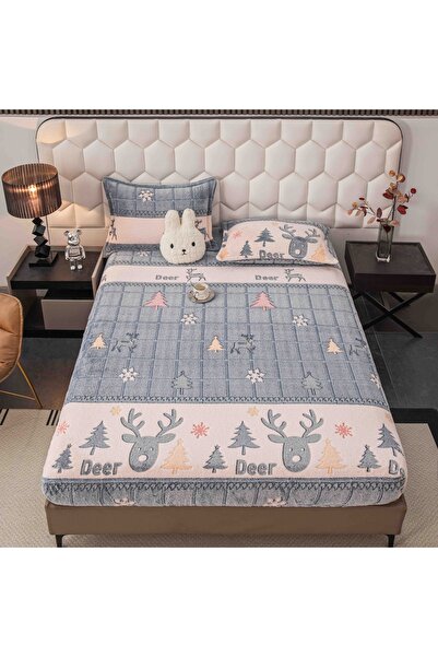 JOJO HOME Husa de Pat Cocolino 3 Piese | Model Deer Winter 🦌 | Pat 2 Persoan...