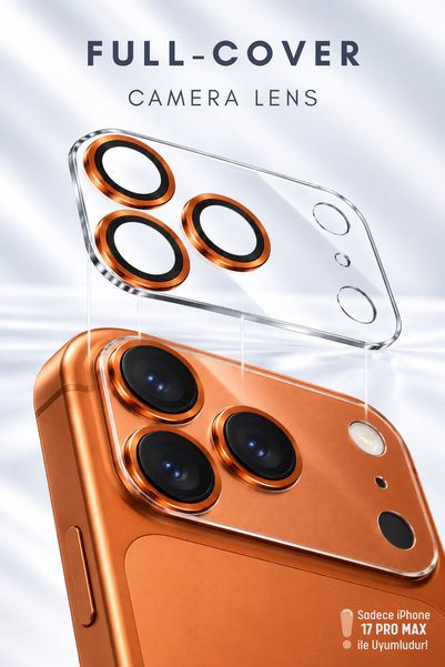 Evax [FULL-COVER] iPhone 17 Pro Max Uyumlu 360° Turuncu Renk Tam Kapatan Kame...