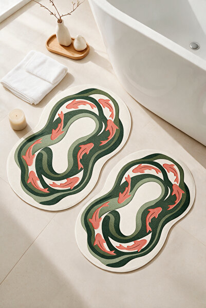 Decomia Home Digital Non-Slip Washable Colorful Modern Bathroom Mat Set Toile...