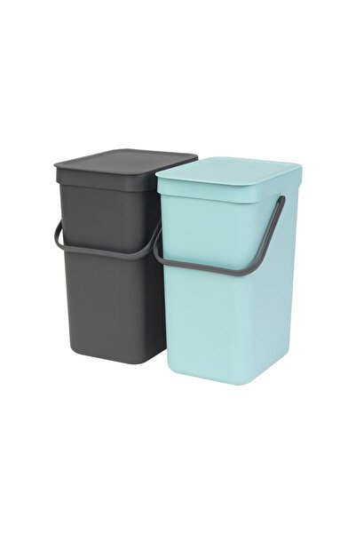 Brabantia "Sort & Go" built-in trash bin, plastic, 2 x 12 L, "Mint / Gray" -