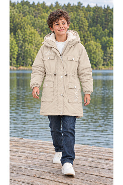 BYMIRA Unisex Çocuk İçi Kürklü Kapüşonlu Parka Su ve Rüzgar Geçirmez Kışlık Mont