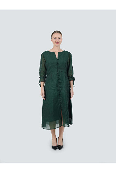 Aniqle Evergreen Charm Front-Open Dress