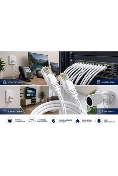 DKURVE Cat6 Ethernet Patch Cable 1M White, 24AWG Full Copper, Fluke Tested RJ45 LAN Cable, Bulk Pack of 30 PCS