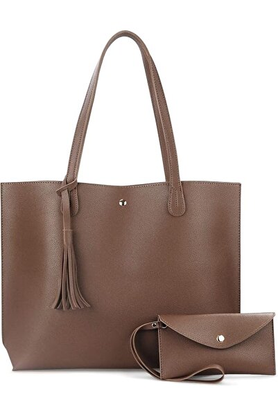 Hoxis Minimalist Clean Cut Pebbled Faux Leather Tote Womens Shoulder Handbag