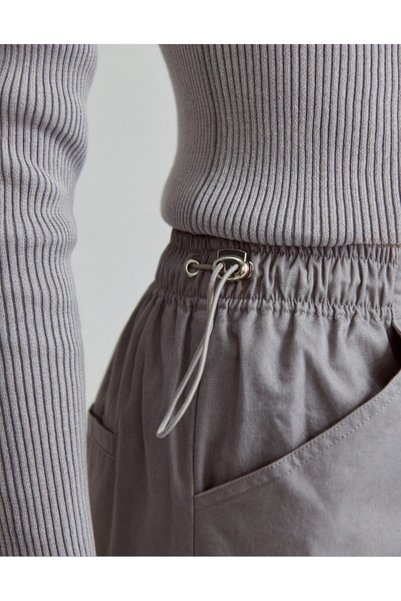 House Pantaloni parașută din bumbac gri deschis