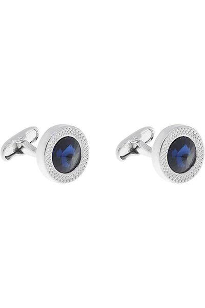 wisfunlly 1 Pair Men's Round Crystal Cufflinks, Stainless Steel Retro Classic...