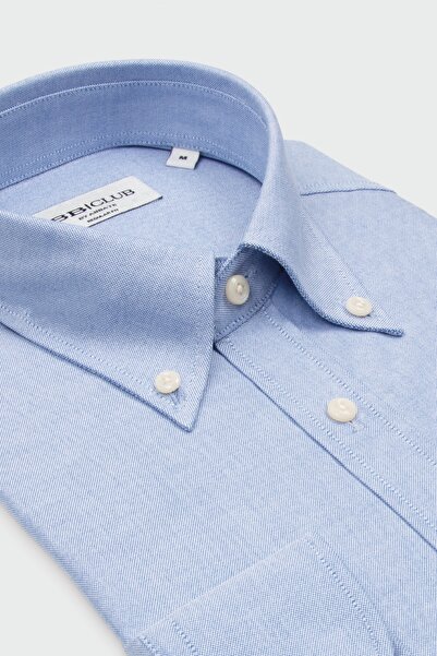 Abbate Bb Club Mike Oxford %100 Cotton Regular Fit Blue Button-Down Collar Me...