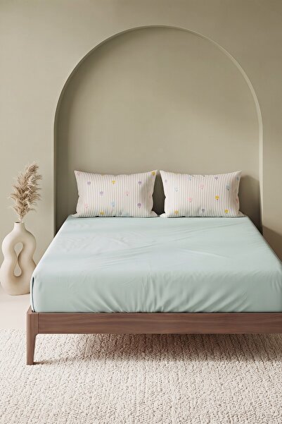 Rivaİstanbul Green Lisa Double Flat Sheet Set - 3 Pieces