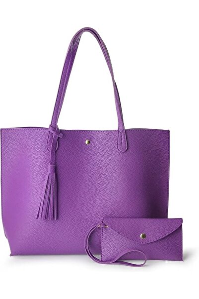 Hoxis Minimalist Clean Cut Pebbled Faux Leather Tote Womens Shoulder Handbag