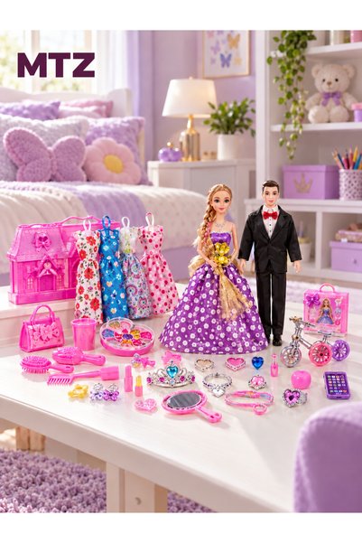 mtz Princess Fashion Doll Dress-Up Set with Colorful Dresses, Tiara, Toy Jewe...