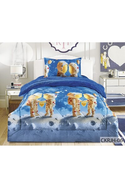 Moon Winter Baby Bedspread (Velvet with Fur) with Cartoon Pattern 3 Pieces 17...