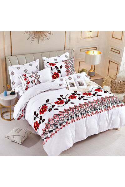 JOJO HOME Lenjerie de pat cu elastic, tesatura tip finet, 6 piese, pat 2 pers...