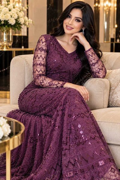 Velora Dresses فستان سهره فخم مزين بي الترتر