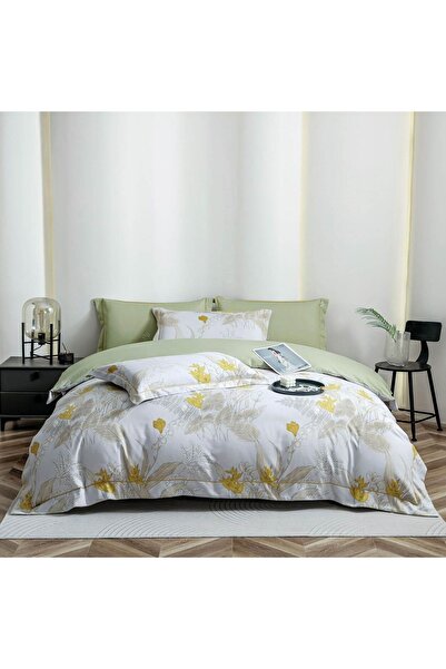 JOJO HOME Lenjerie de pat lux cu elastic si broderie, tesatura tip finet gros...