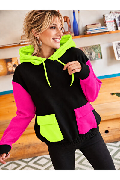 Machetta Damen-Sweatshirt mit Kapuze in 3 Farben und Fronttaschen