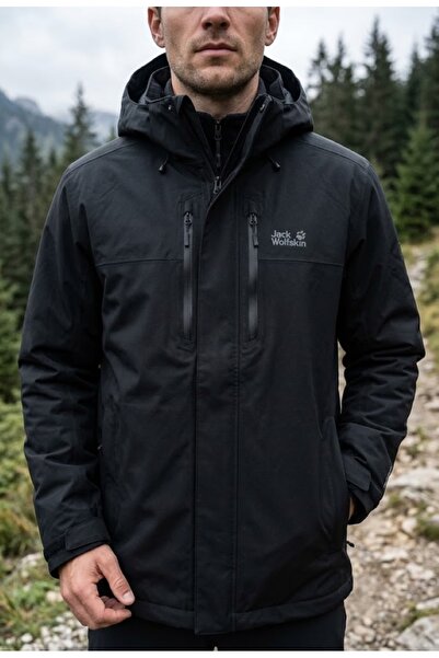 Jack Wolfskin JASPER PRO 3IN1 JKT M Erkek Outdoor Montu (3'Ü 1 Arada) Siyah